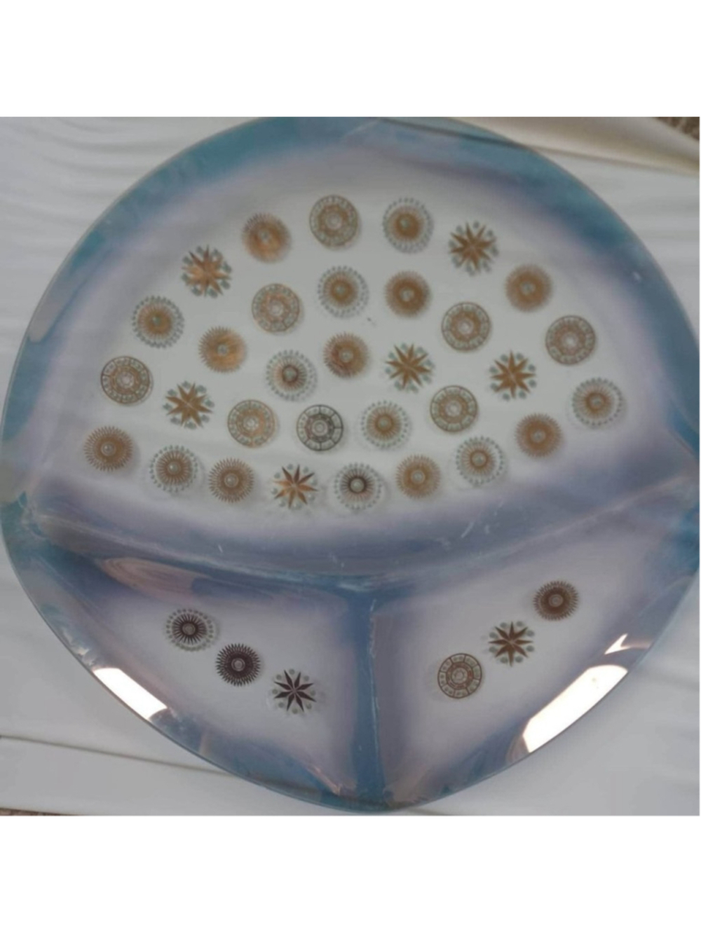 MCM‎ Dorothy Thorpe Atomic Starburst Glama Glass Divided Platter 14"